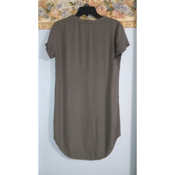 Anthropologie Cloth & Stone Small Khaki Green Crispin Mini Casual Comfort Dress - Picture 3 of 3